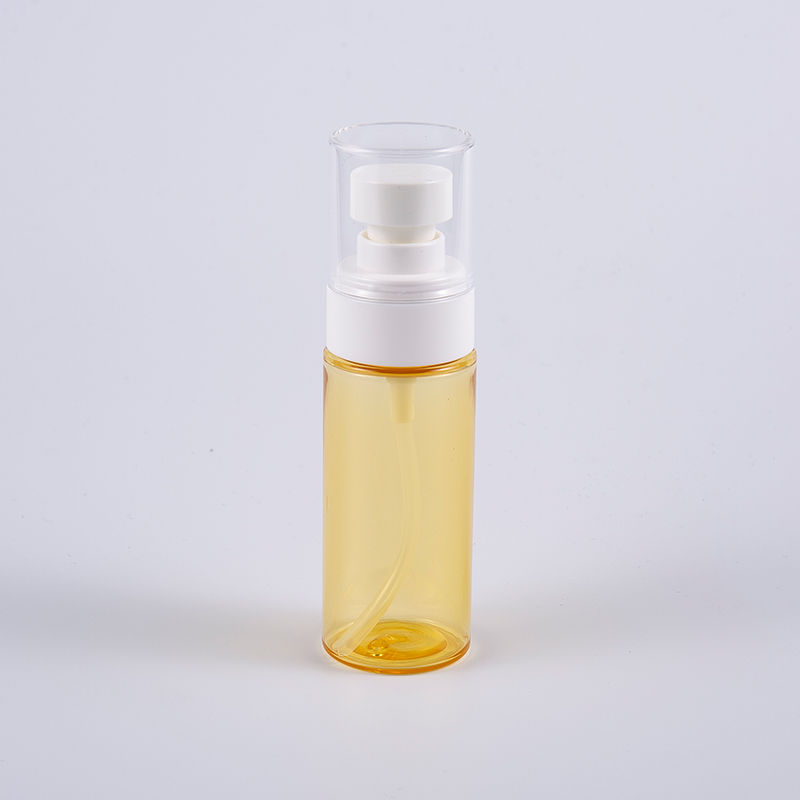 Bouteille de lotion à paroi épaisse PETG de forme ronde semi-transparente de 50 ml avec pompe de pulvérisation en plastique