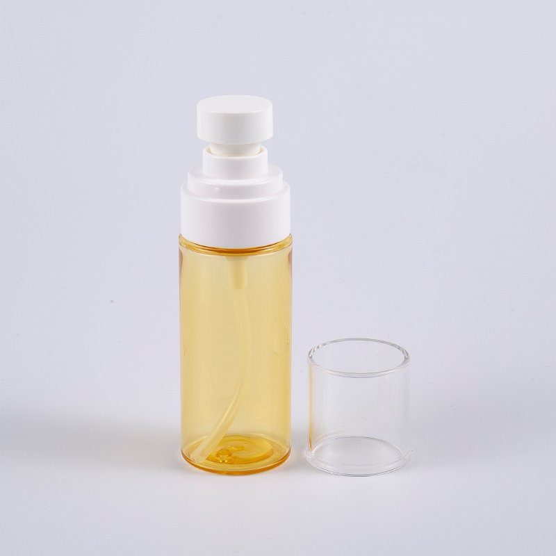 Bouteille de lotion à paroi épaisse PETG de forme ronde semi-transparente de 50 ml avec pompe de pulvérisation en plastique