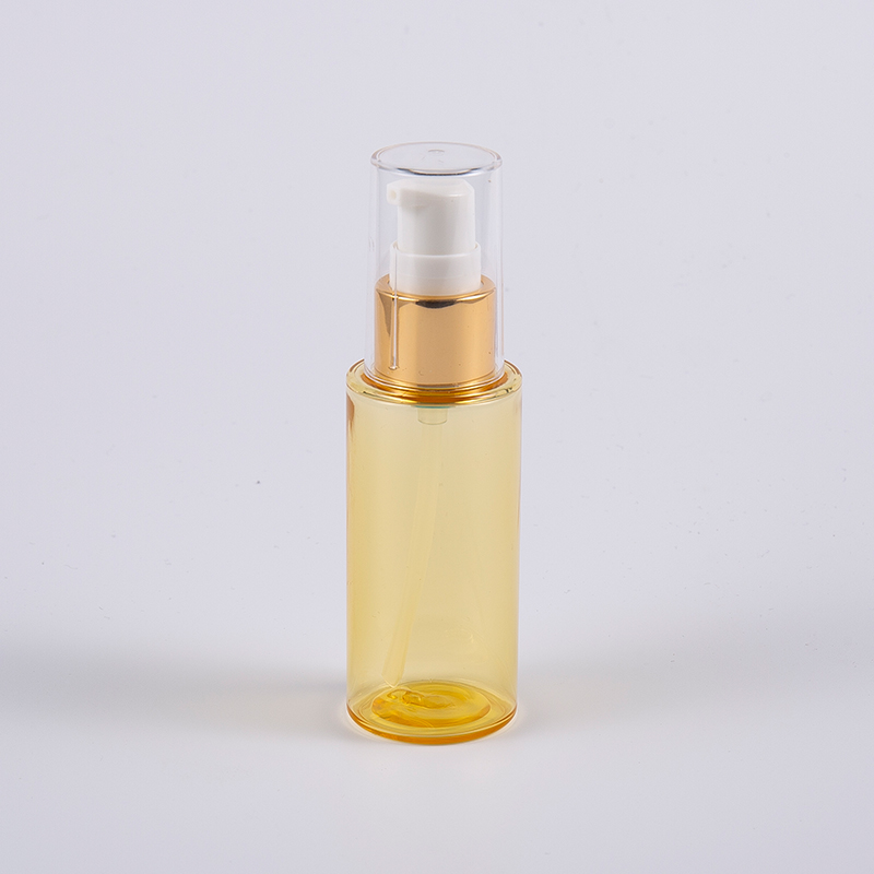 Bouteille de lotion à paroi épaisse PETG de forme ronde semi-transparente de 50 ml avec pompe