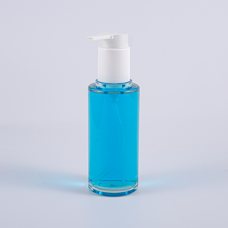 Bouteille de lotion de forme ronde PETG Clear PETG avec pompe en plastique blanc
