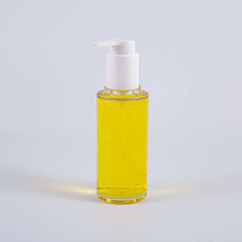 Bouteille de lotion de forme ronde PETG Clear PETG avec pompe en plastique blanc