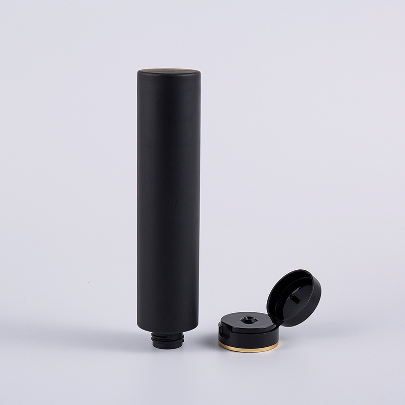 Flacon nettoyant revitalisant PE inversé rond noir 250 ml avec bouchon à rabat doux au toucher