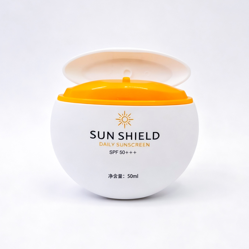 Bouteille ronde de 50 ml à 5 couches EVOH co-extrudée en PE compressible pour protection solaire avec capuchon rabattable