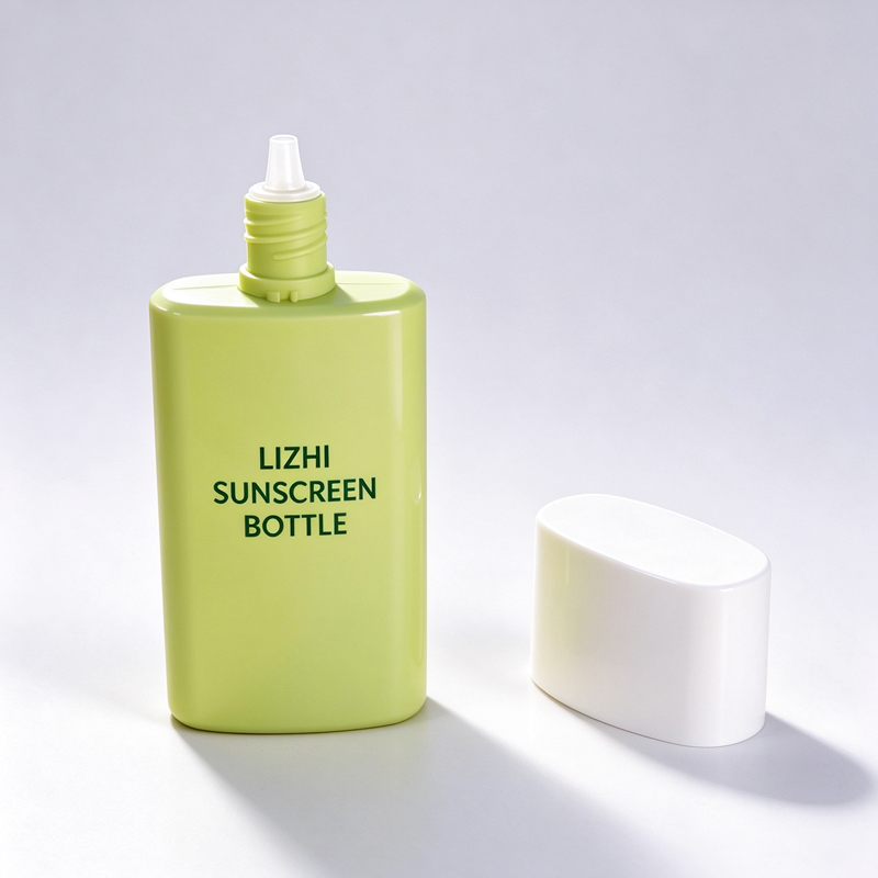 Bouteille de protection solaire compressible EVOH co-extrudée carrée à 5 couches de 50 ml avec bouchon à vis