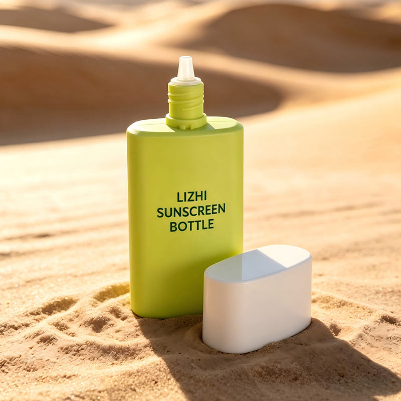 Bouteille de protection solaire compressible EVOH co-extrudée carrée à 5 couches de 50 ml avec bouchon à vis